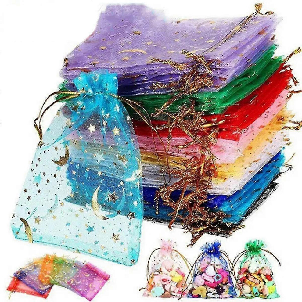 (As show, One size) 100pcs Drawstring Organza Mesh Bags - Great For Jewelry, Candy And Party Favors - Drawstring Storage Packaging Bags