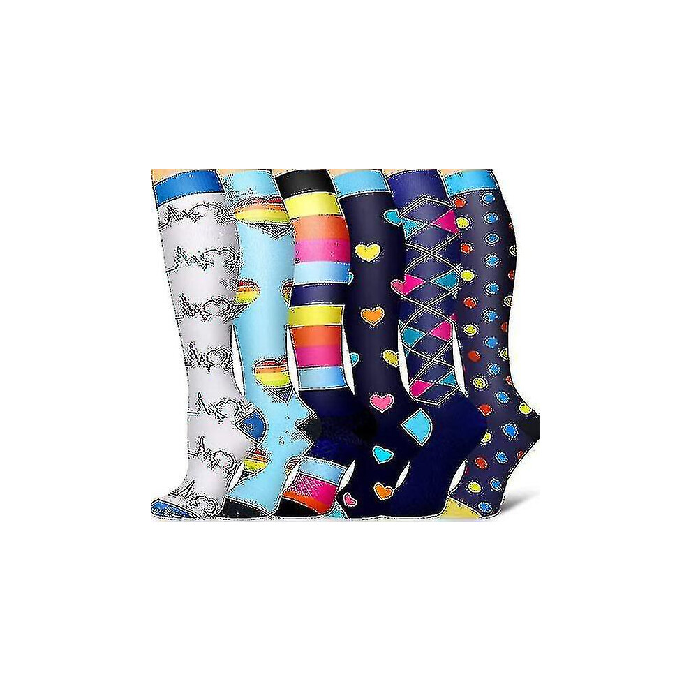Kikidex (S M, Set4) Compression Socks For Women Men Circulation 6 Pairs For Athletic Running Cycling