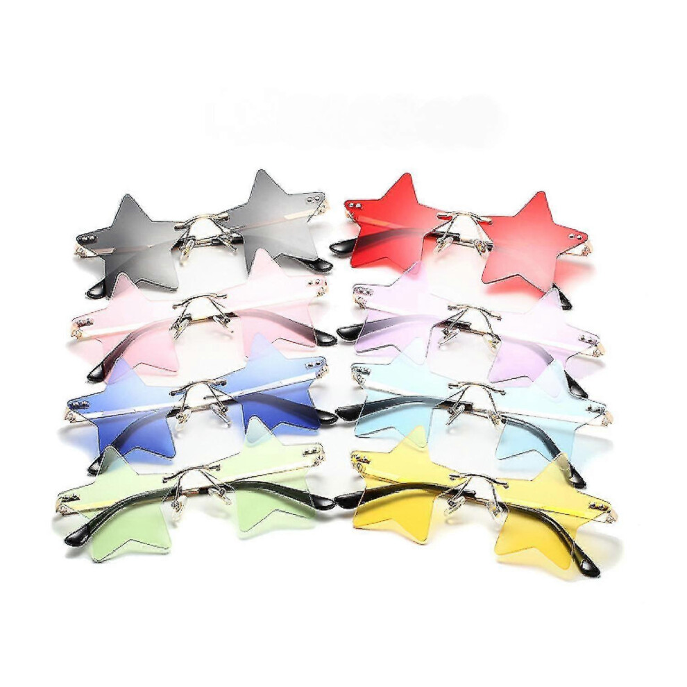 Kikidex (, One Size) Rimless Star Shape Sunglasses Personality Sun Glasses For Women/Men Party Glasses Personality Pentagram Eyewears -Gsla Red