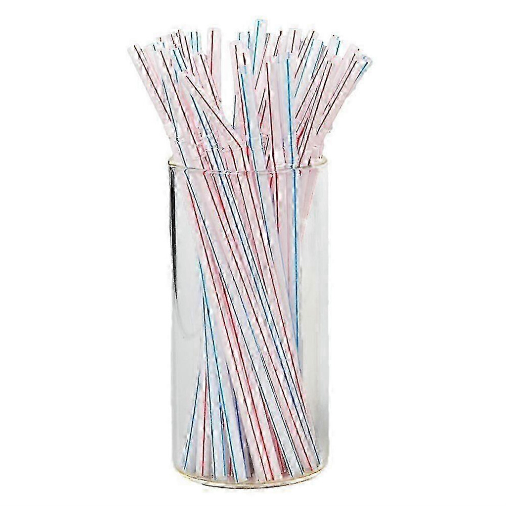 (500pcs, One size) 100-500pcs Plastic Drinking Straws Multi-colored Striped Bedable Disposable