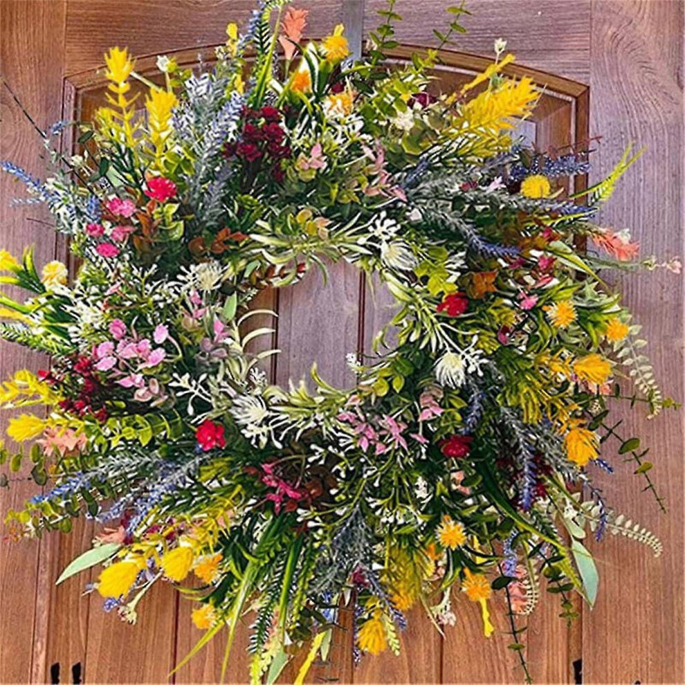 Kikidex (40Cm, One Size) Mardi Gras 2024 Spring Wreath On The Outdoor Front Door Welcomes Summer Flowers, Weather Proof Year-Round Wreath, Home, Rural O Green