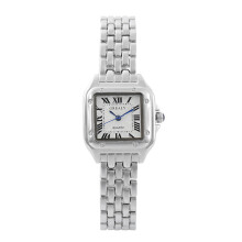 (Silver) Fashionable steel band diamond-encrusted ladies' watch square Roman numeral quartz wristwatch
