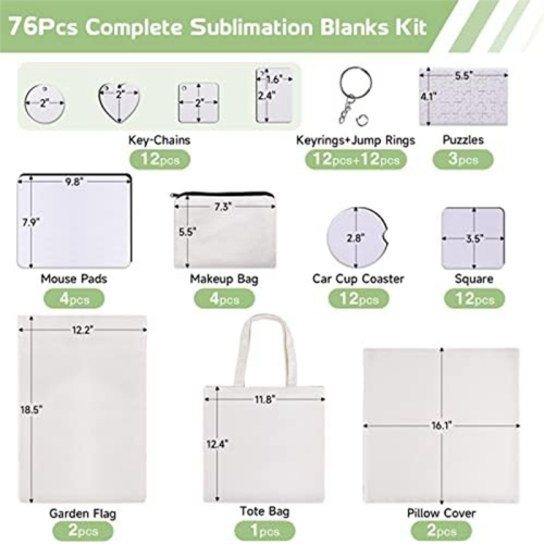 76Pcs Sublimation Blanks Products,DIY MDF Sublimation Keychain Blanks 2