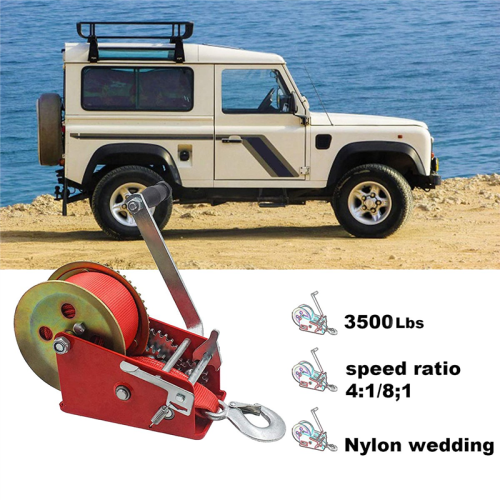 Boat Winch 3500Lbs Capacity Heavy Duty Hand Winch,with 10M(32Ft)Strap 2