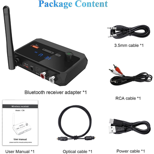 Bluetooth Adapter for Stereo Receiver-Audio Adapter for Stereo System 1