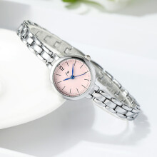 (Silver ribbon powder plate) Minimalist style quartz watch for ladies with a unique and fashionable bracelet