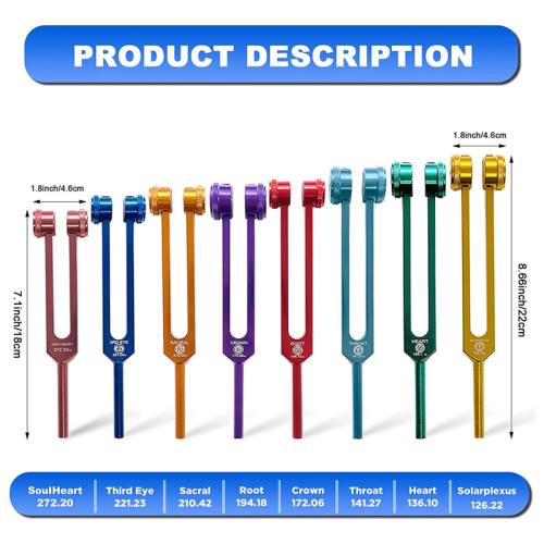 Chakra Tuning Fork Set for Healing, Sound Therapy, with Gavel, Etc 2