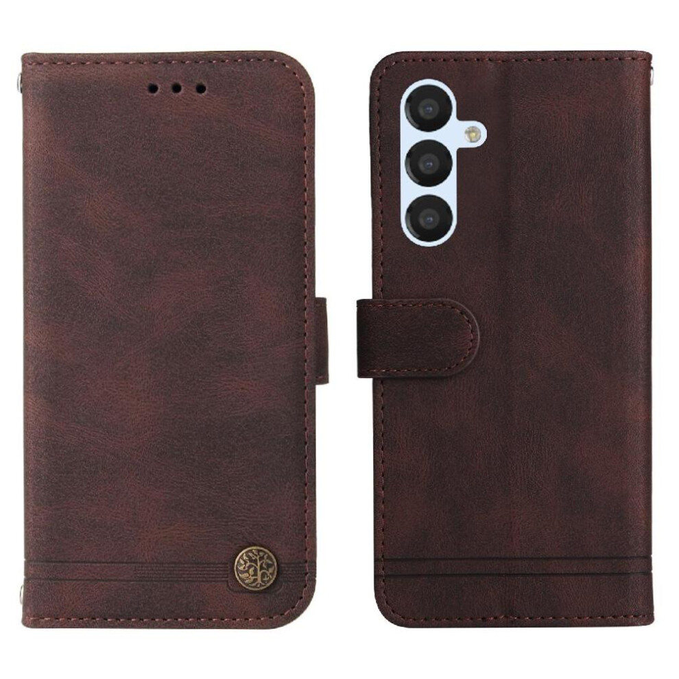 Photos - Case   for Samsung Galaxy A34 5g Shockproof Short Strap Long Strap Wallet Card Slot Holders(Brown)