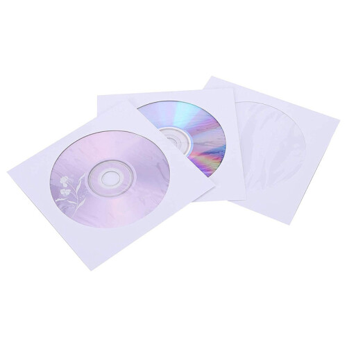Porta buste di carta per DVD e CD con chiusura trasparente, confezione da 100 2