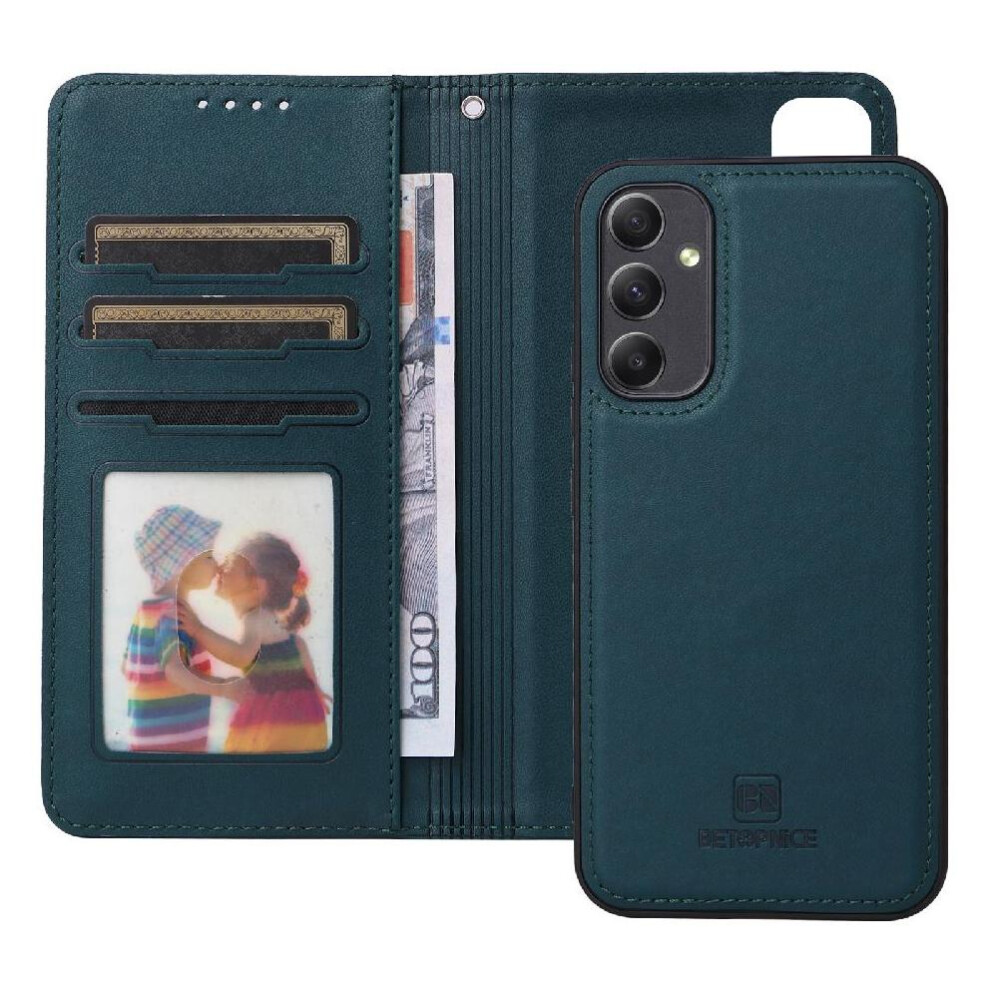 (Blue) Flip Case For Samsung Galaxy A34 5G Rfid Blocking Flip Cover Wallet Detachable Design Wireless Charging Blue 764563083688