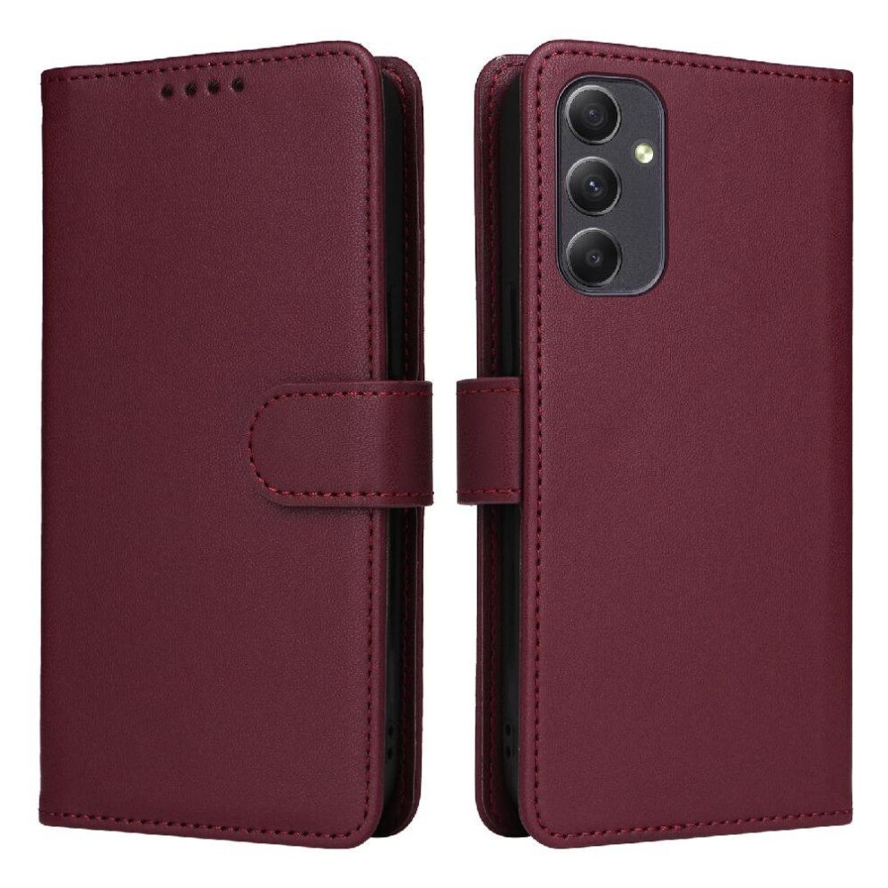 (Red) Flip Case For Samsung Galaxy A34 5G Rfid Blocking Flip Cover Wallet Detachable Design Wireless Charging Red 764563083671