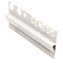 White PVC Tile to Vinyl Edge Trim EVC 15mm x 10mm 2.5m Punched Flooring Profile
