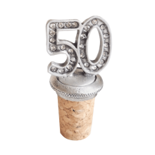 (Add a Gift Pouch) 50th Birthday Pewter Bottle Stopper