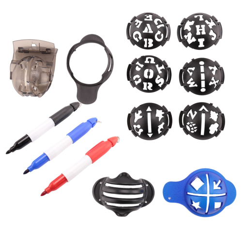 Golfballmarker, Farblinienmarker, Dreifach-Kunststoff, Schwarz 1