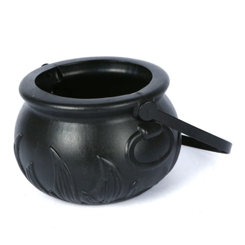 Mini calderone da strega in plastica per Halloween, porta caramelle nero 2