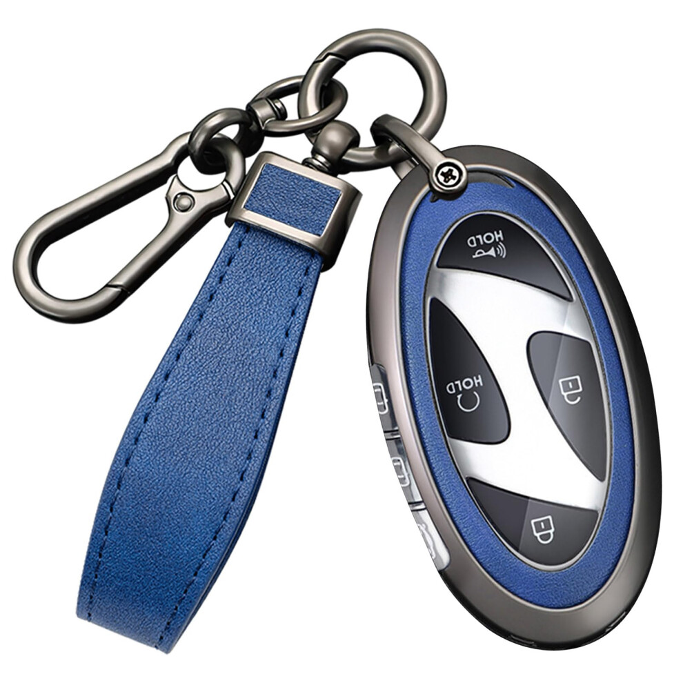 5/7 Button Key Case Cover Compatible With Hyundai Ionic 6 Grandeur Gn7 Kona Ev Black/Blue 477169091208