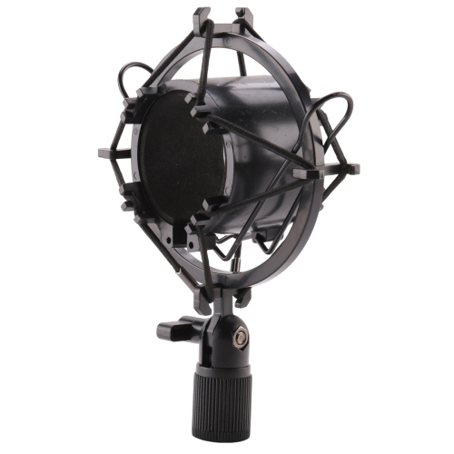 Supporto per microfono con supporto antiurto e clip, supporto per radio, nero