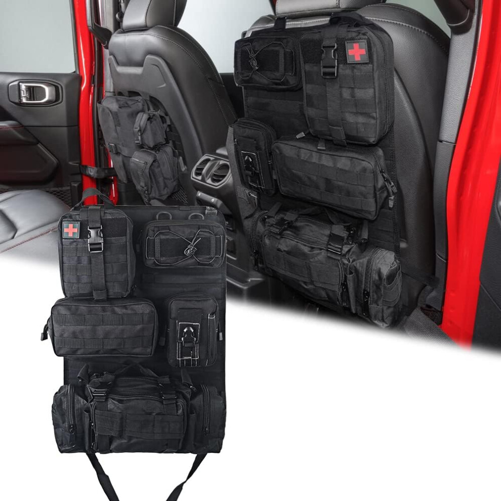 Universal Tactical Seat Back Organizer Vehicle Molle Panel Organizer Storage Bag With 5 Detachable Molle Pouch 477169091840