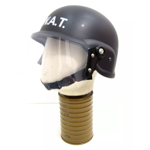 Black Plastic Helmet With Visor SWAT Lightweight One Size