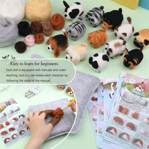 Needle Felting Kit,12 Pcs Doll Wool Needle Felting Beginner Kit 2