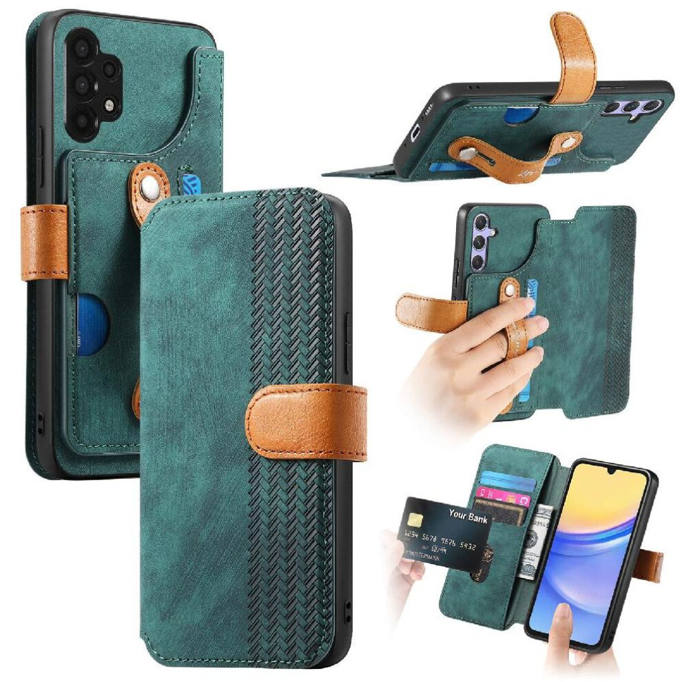 (Green) Case For Samsung Galaxy A34 5G Shockproof Wallet Wrist Strap Card Slots Green 764563085316