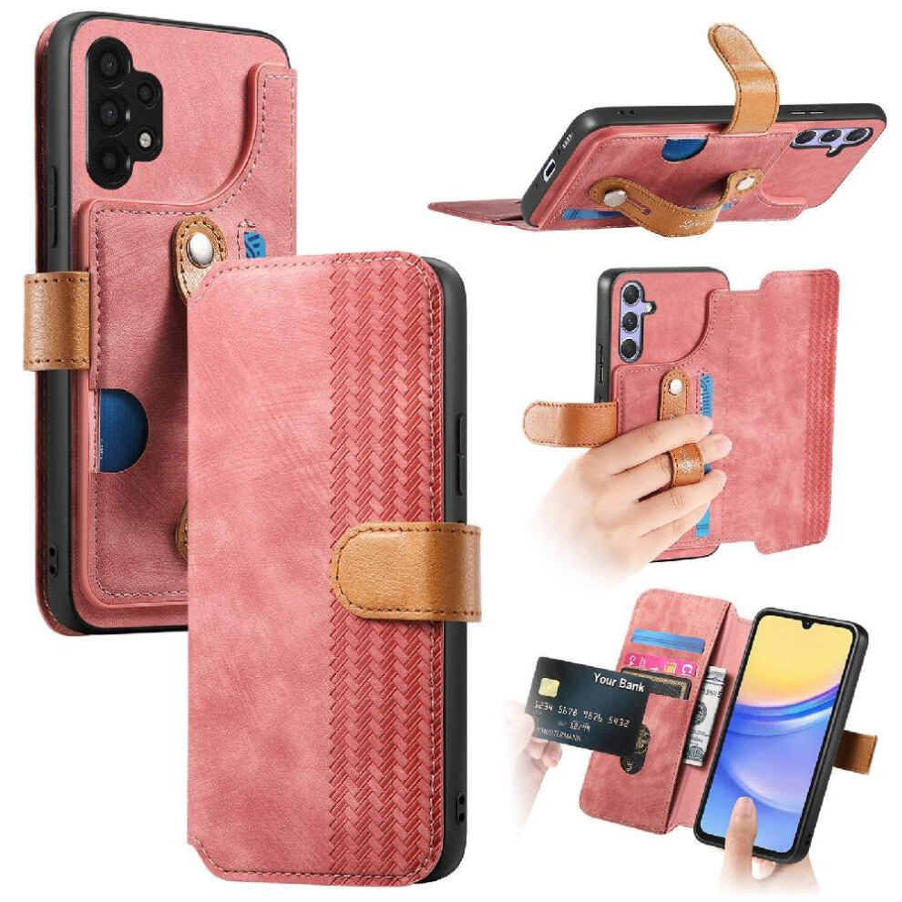 (Pink) Case For Samsung Galaxy A34 5G Shockproof Wallet Wrist Strap Card Slots Pink 764563085323