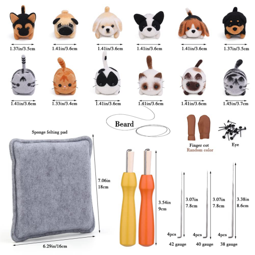 Needle Felting Kit,12 Pcs Doll Wool Needle Felting Beginner Kit 1