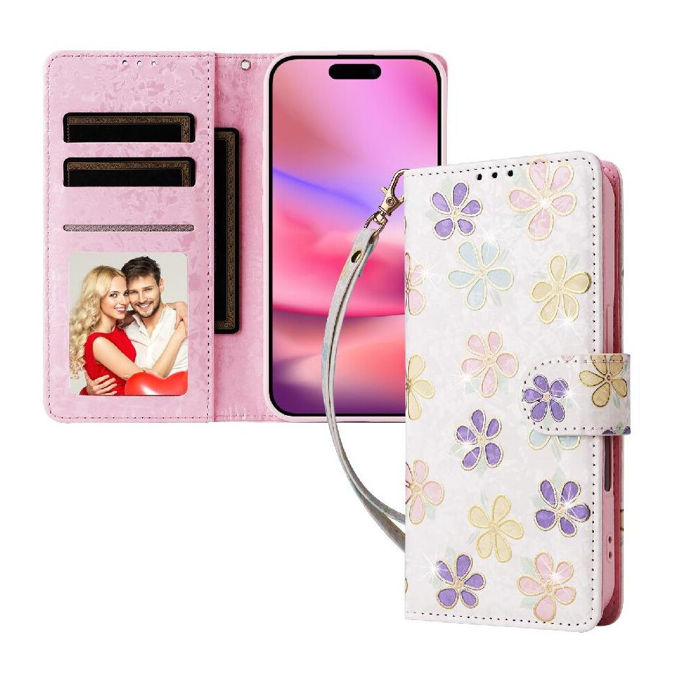 Photos - Case (C2) Wallet Phone  for Samsung Galaxy A34 3 Card Slots Painted Flower Rfid Blocking 1 Bill Compartment Magnetic Closure