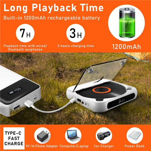 Portable CD Player Bluetooth Speaker,LED Screen, Stereo Player-Green 2