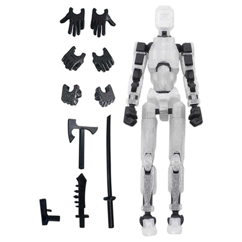 Robot Action Figure, 3D Printed with Full Articulation White