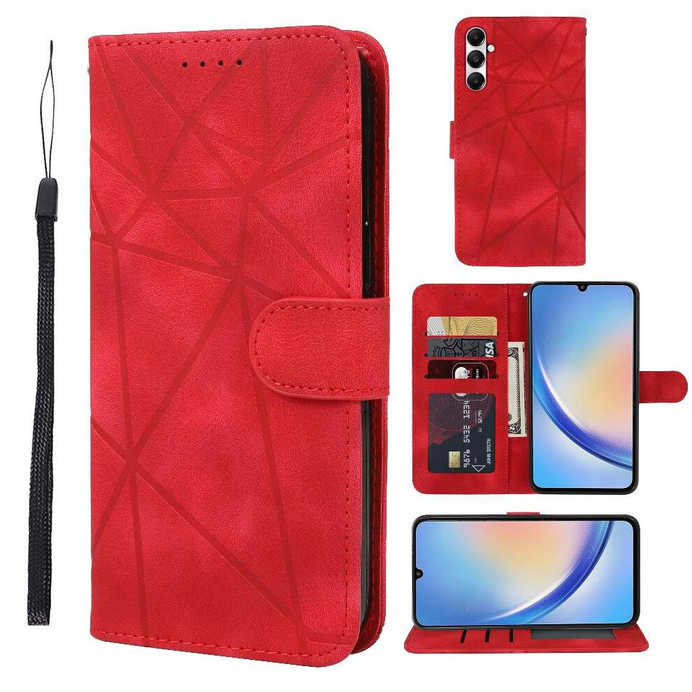 (Red) Flip Case For Samsung Galaxy A34 5G Unisex Card Slot Stand Flip Red 764563086214