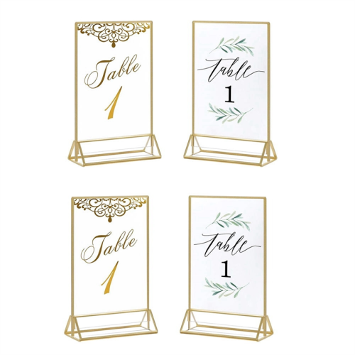 Sign Holder Gold Picture Frame Double Sided Clear Display Stand 1
