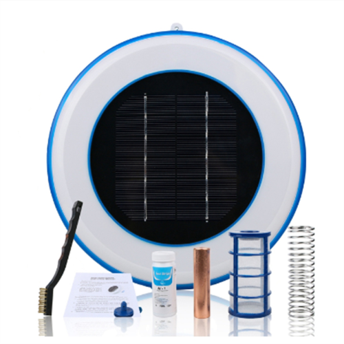 Ionizzatore solare per piscina, purificatore per piscina agli ioni di rame e argento (bianco)