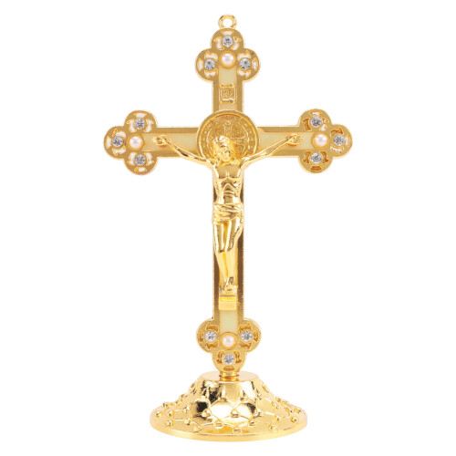 Standing Crucifix with Base for Home and (Gold)