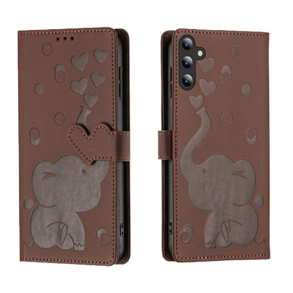 (Brown) Flip Case For Samsung Galaxy A34 5G Three Card Slots Kickstand Premium Leather Brown 764563086580