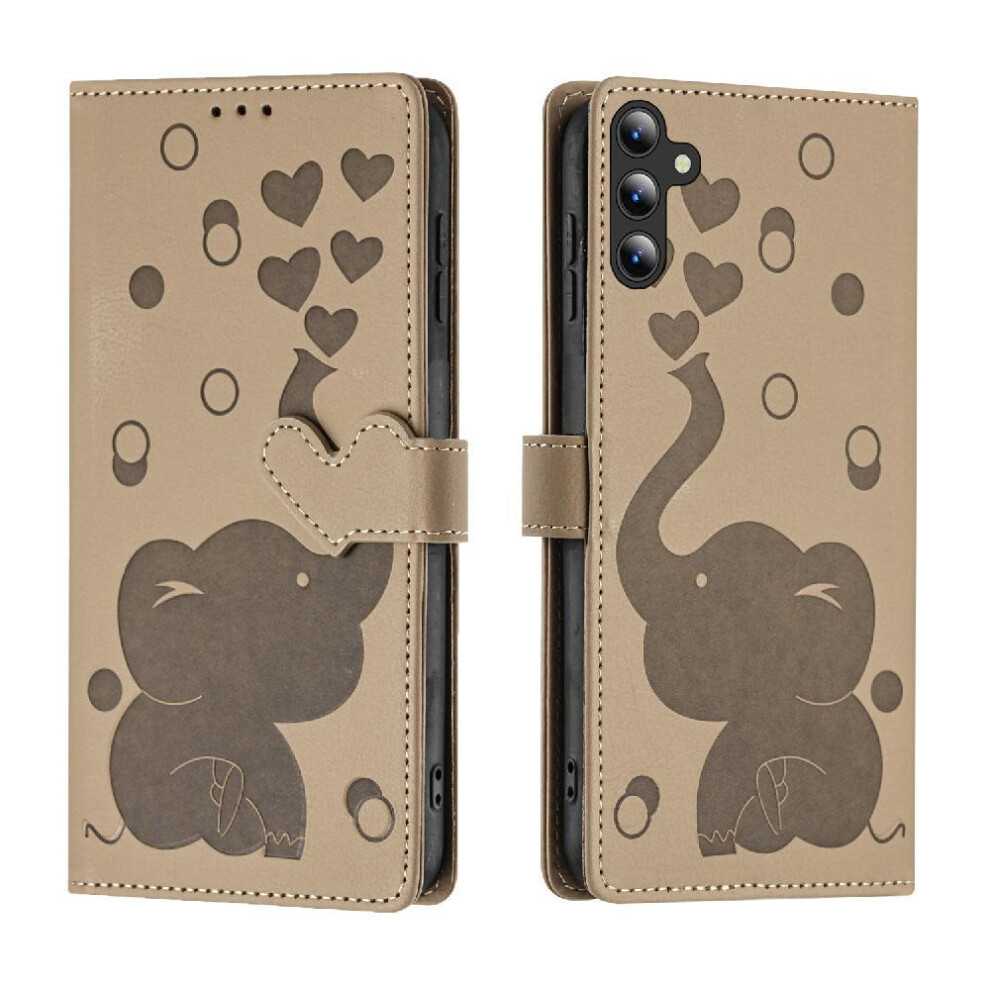 (Khaki ) Flip Case For Samsung Galaxy A34 5G Three Card Slots Kickstand Premium Leather 764563086597