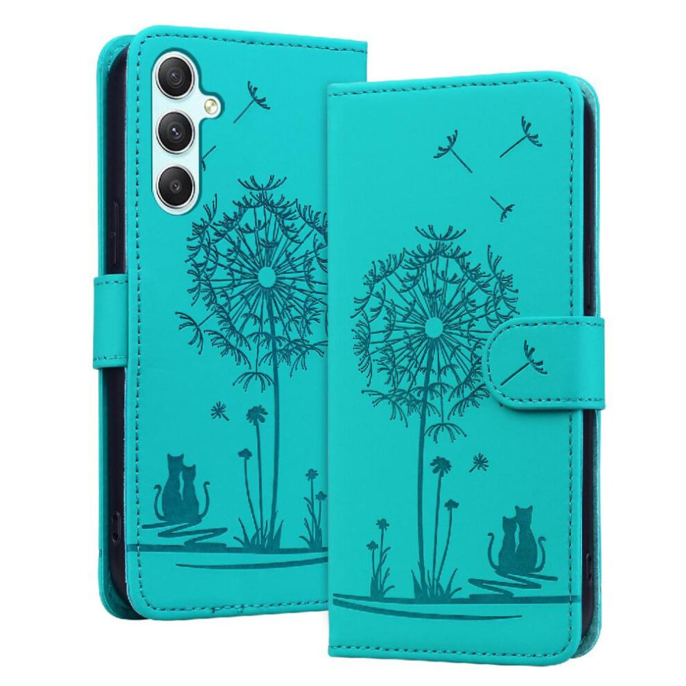 (Green) Flip Case For Samsung Galaxy A34 Premium Leather Stand Three Card Slots Kickstand Green 764563086641