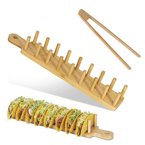 Bambu tacobricka med plats för 8, för multifunktionell charkuteribricka 1
