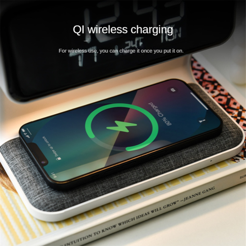 Alarm Clock with Wireless Charging and Lights for Bedroom, Bedside 2