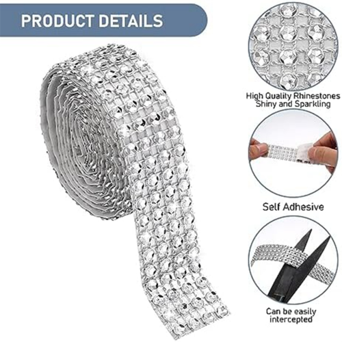 Ruban de strass, 4 rouleaux de bandes de strass auto-adhésives 2