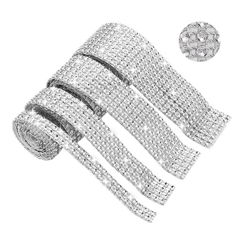 Ruban de strass, 4 rouleaux de bandes de strass auto-adhésives