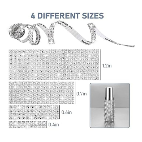 Ruban de strass, 4 rouleaux de bandes de strass auto-adhésives 1