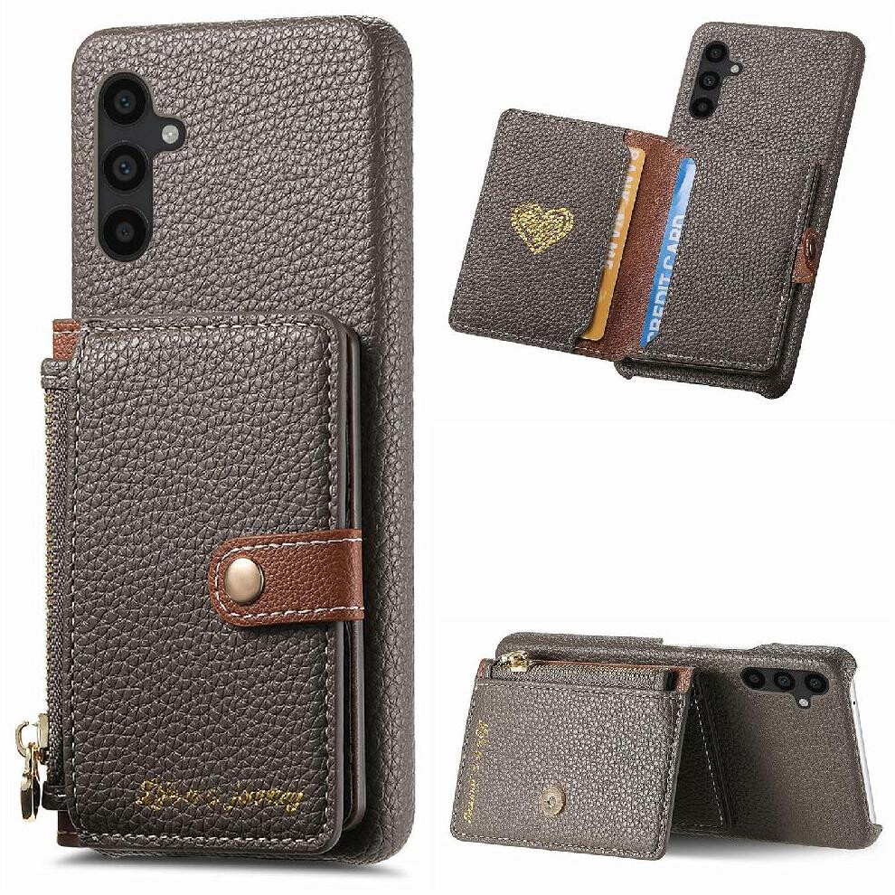 ( ) Case For Samsung Galaxy A34 Stand Wallet Shockproof Zipper Wallet Gray 764563086931
