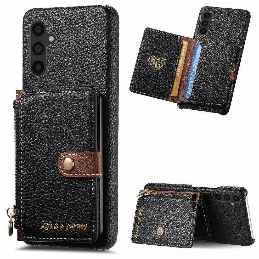 (Black) Case For Samsung Galaxy A34 Stand Wallet Shockproof Zipper Wallet Black 764563086887