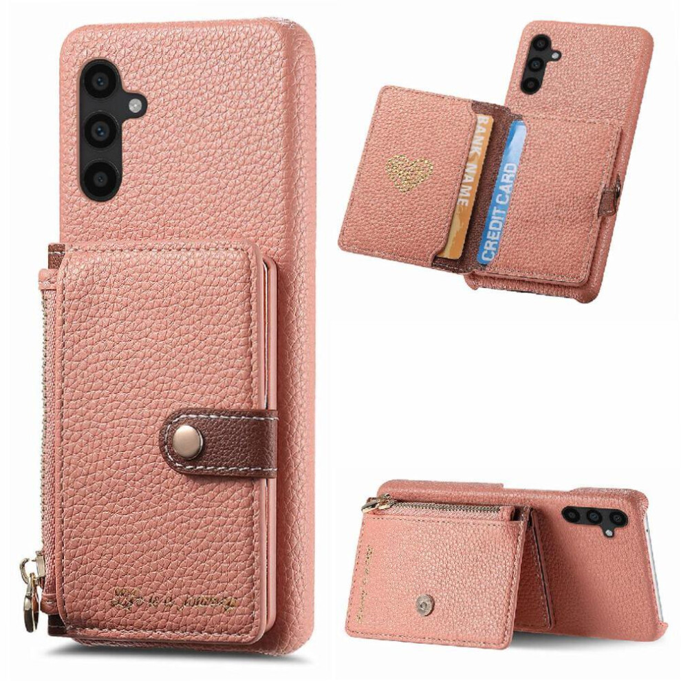 (Pink) Case For Samsung Galaxy A34 Stand Wallet Shockproof Zipper Wallet Pink 764563086917