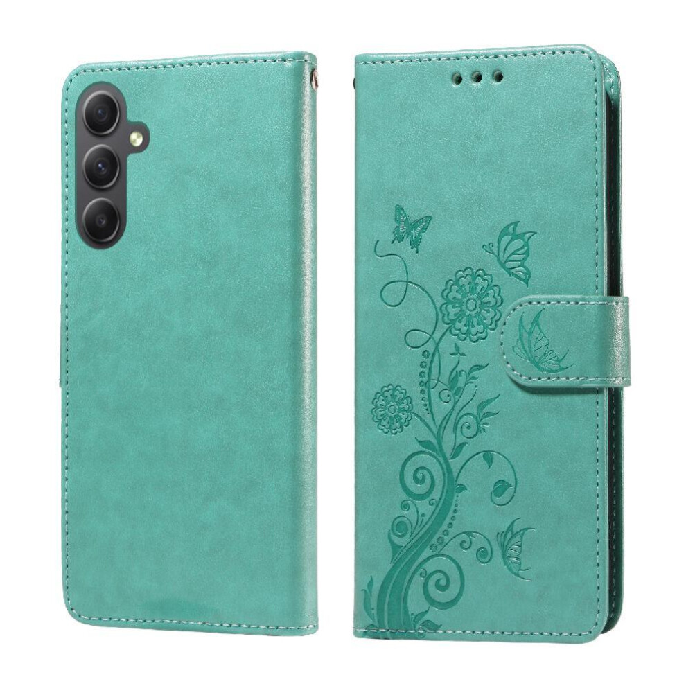 (Green) Flip Case For Samsung Galaxy A34 5G Flip Cardslots Flower Leather Green 764563087068