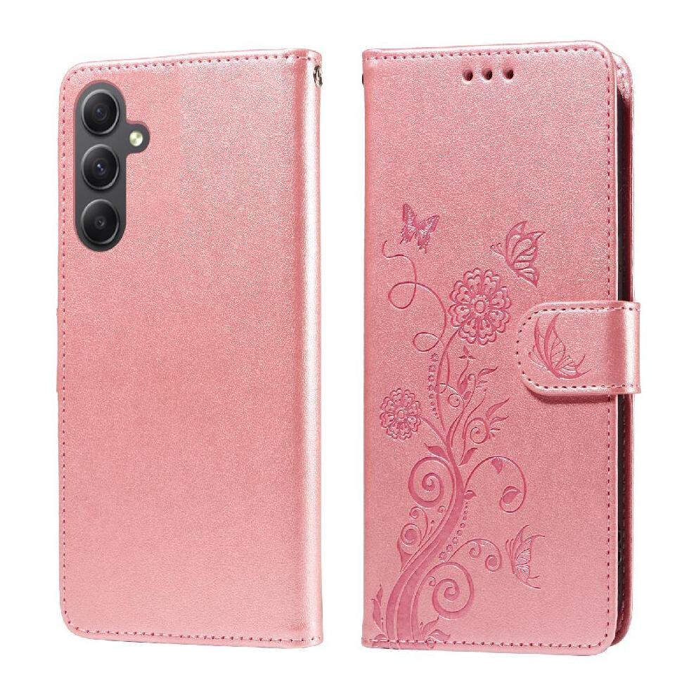 (Rose ) Flip Case For Samsung Galaxy A34 5G Flip Cardslots Flower Leather Gold 764563087099