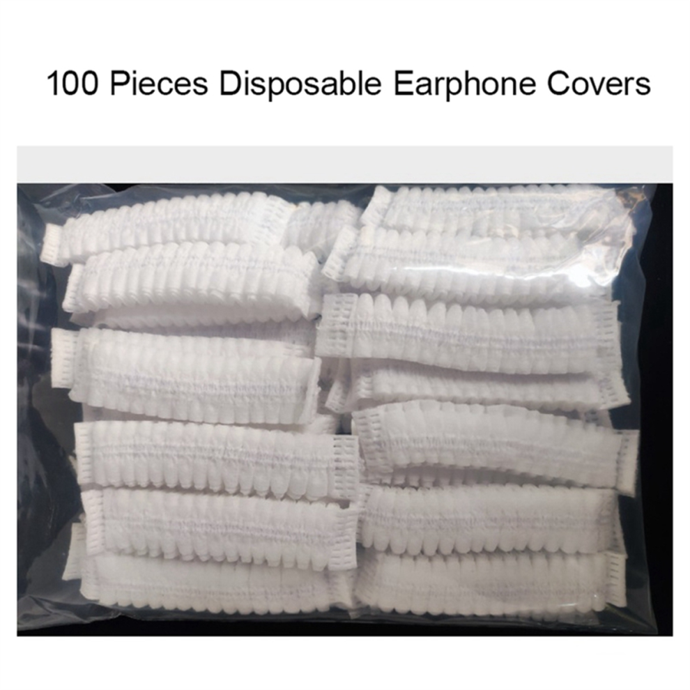 100Pcs Non-Woven Headband Dustproof Sweatproof Headset Cover, White 4853934817949