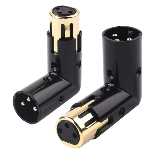 Adaptador de audio XLR de ángulo recto: enchufe macho a hembra ajustable