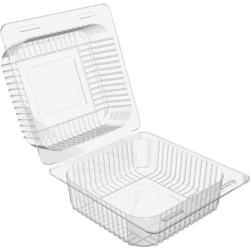 100 Count Hinged Clamshell Takeout Tray for Dessert, Cakes, Salads 1
